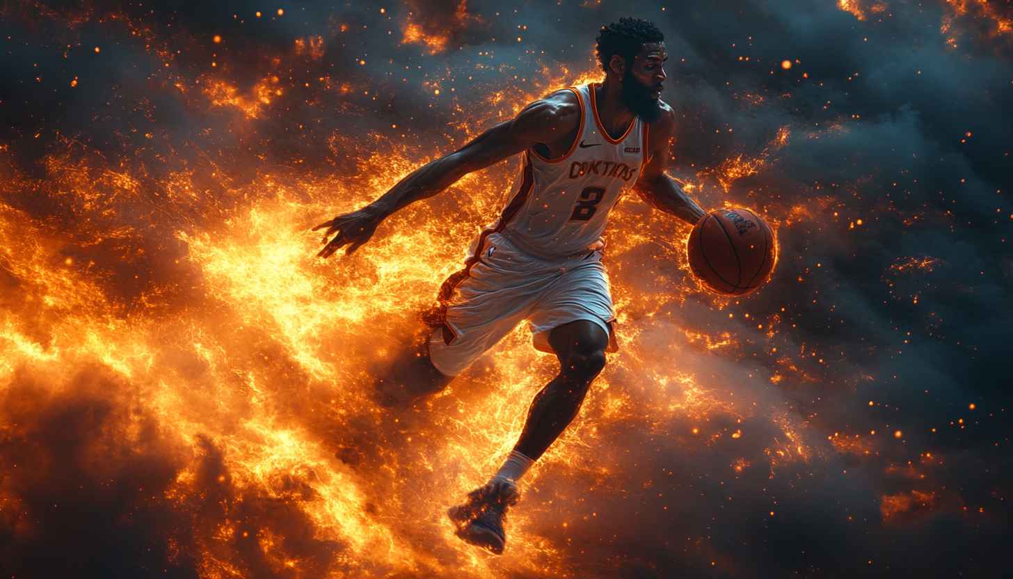 Fiery Basketball Player Wallpaper 4K, Athlete, Sports Background