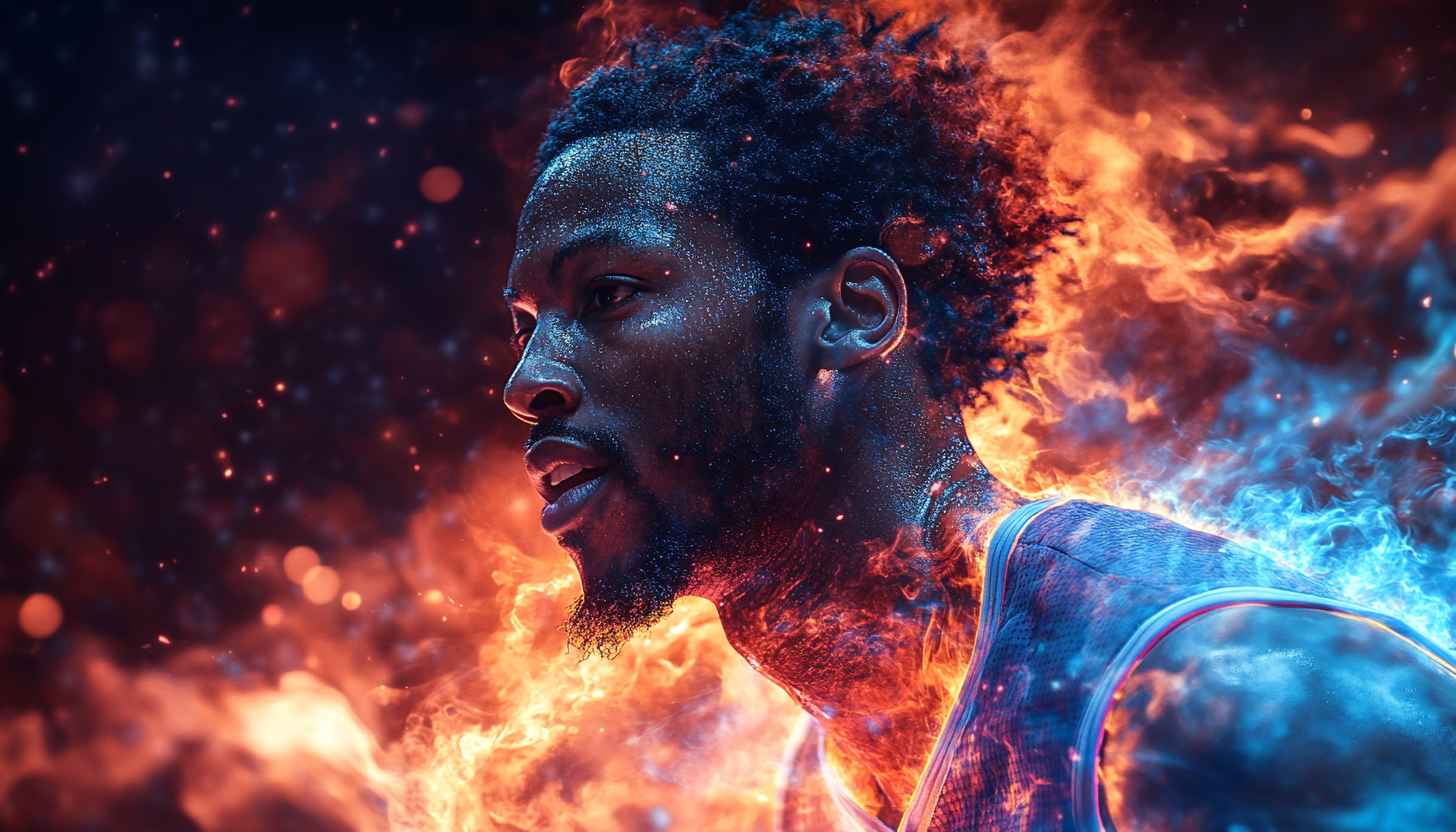 Basketball Player Wallpaper: Fire and Ice, Sports 4K