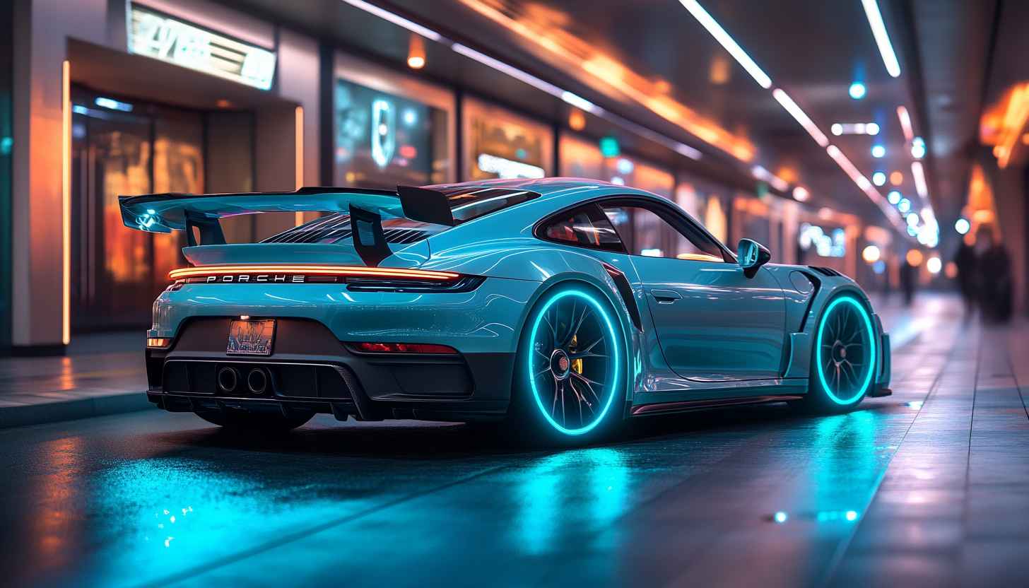 Porsche Car Wallpaper, Neon Lights, Automotive, Sports Car