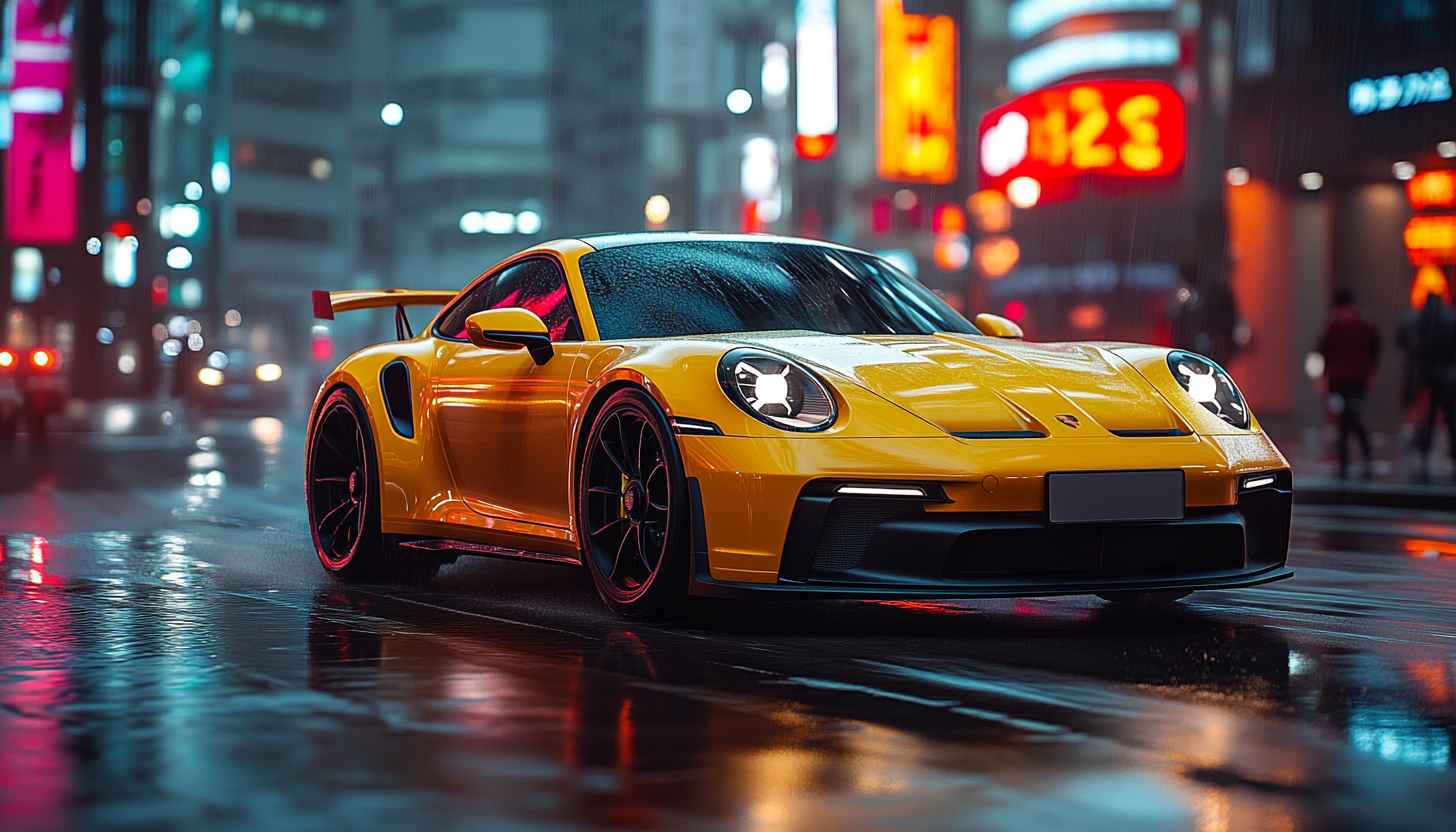 Yellow Porsche Car Wallpaper for Desktop, Laptop in 4K