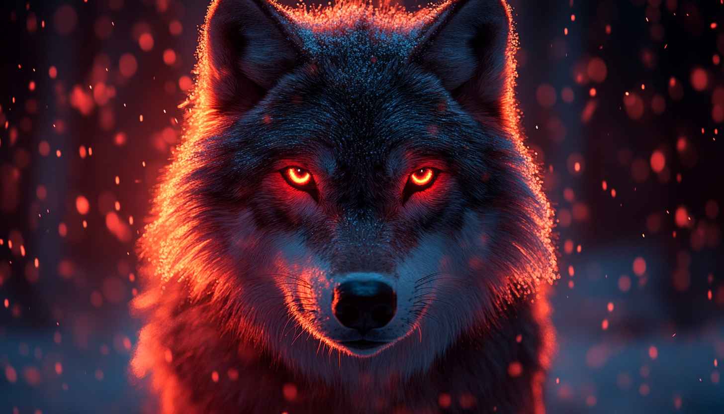 Fiery Eyes Wolf Wallpaper, Animal Theme for Desktop & Mobile