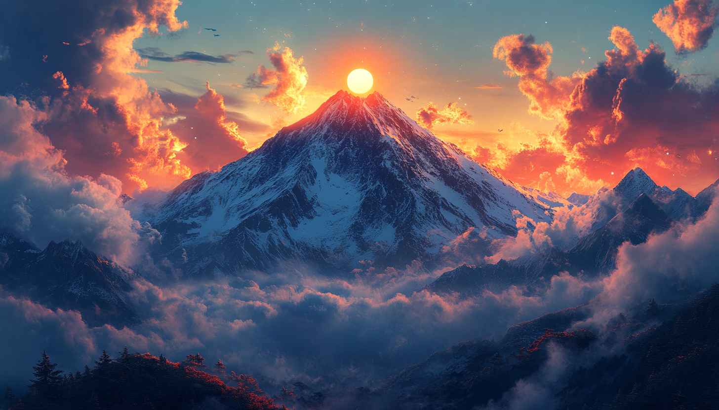 Mountain Sunset Wallpaper, Nature Landscape, Scenic View, 4K Wallpaper
