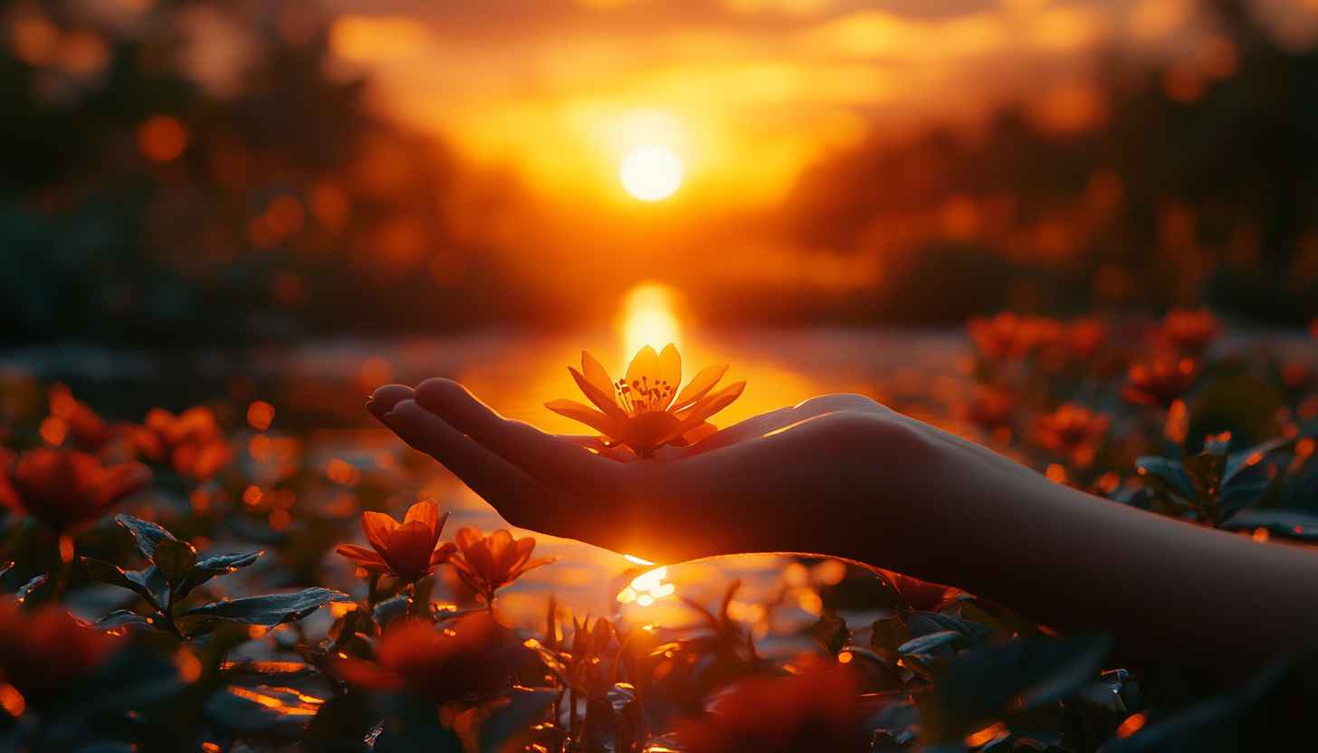 Lotus Flower Sunset Wallpaper, Nature Wallpaper, Floral Wallpaper, Aesthetic Wallpaper