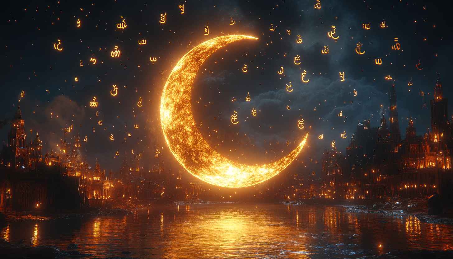 Ramadan Wallpaper, Islamic Wallpaper, Crescent Moon Wallpaper, Night Wallpaper