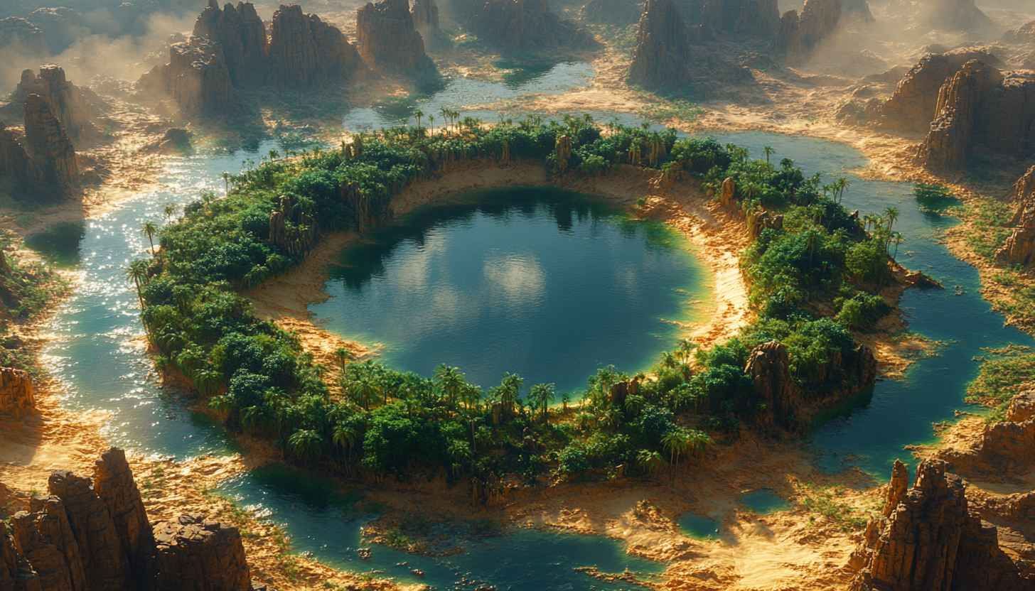 Stunning Oasis Wallpaper: Tropical Island Lake Landscape 4K