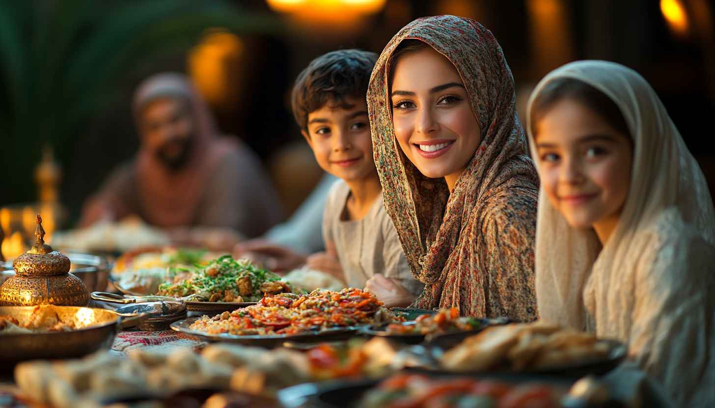 Ramadan Mubarak Wallpaper: Family Iftar Feast HD 4K Wallpaper