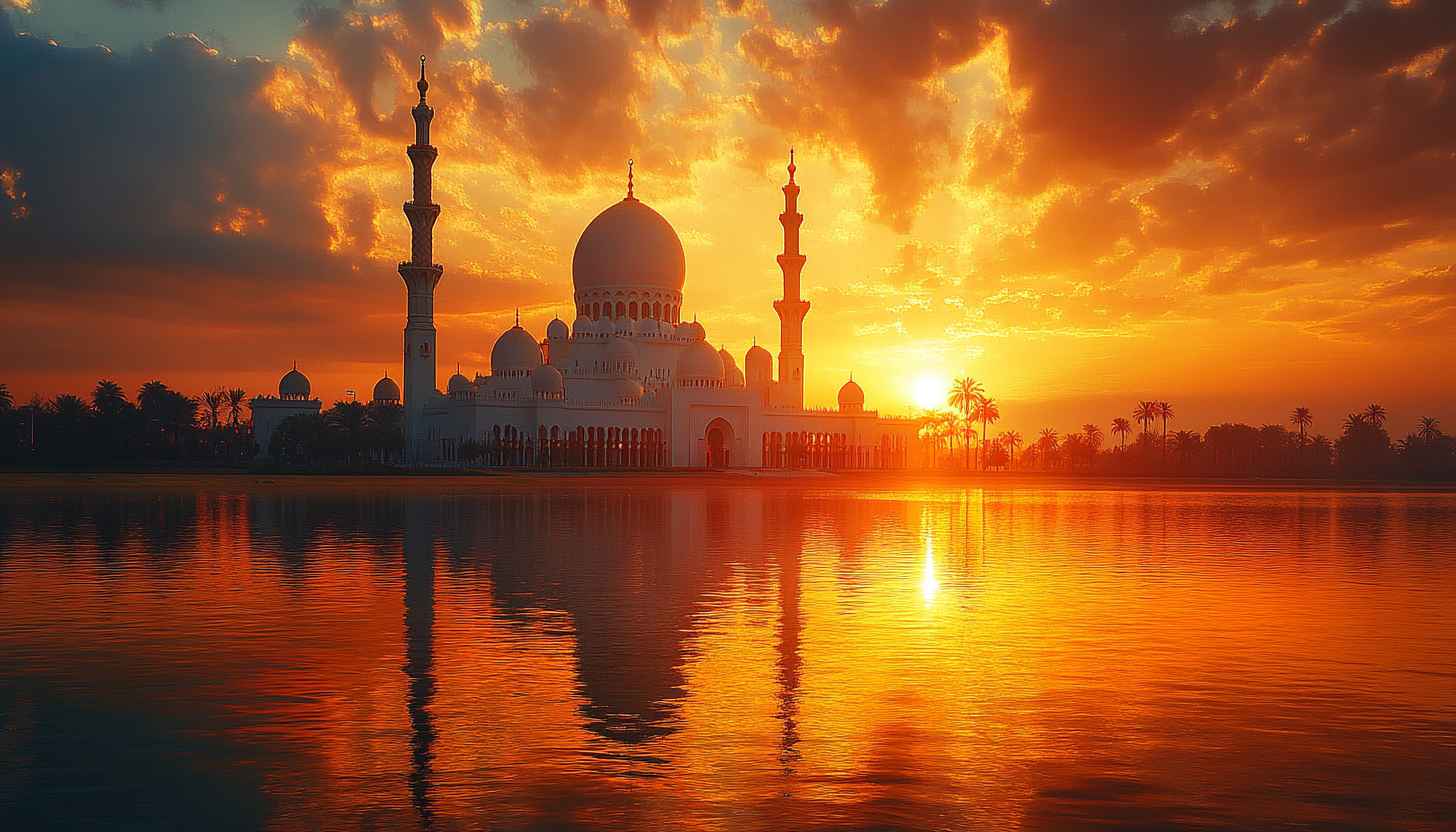 Sheikh Zayed Mosque Wallpaper, Sunset Landscape Wallpaper, Islamic Wallpaper