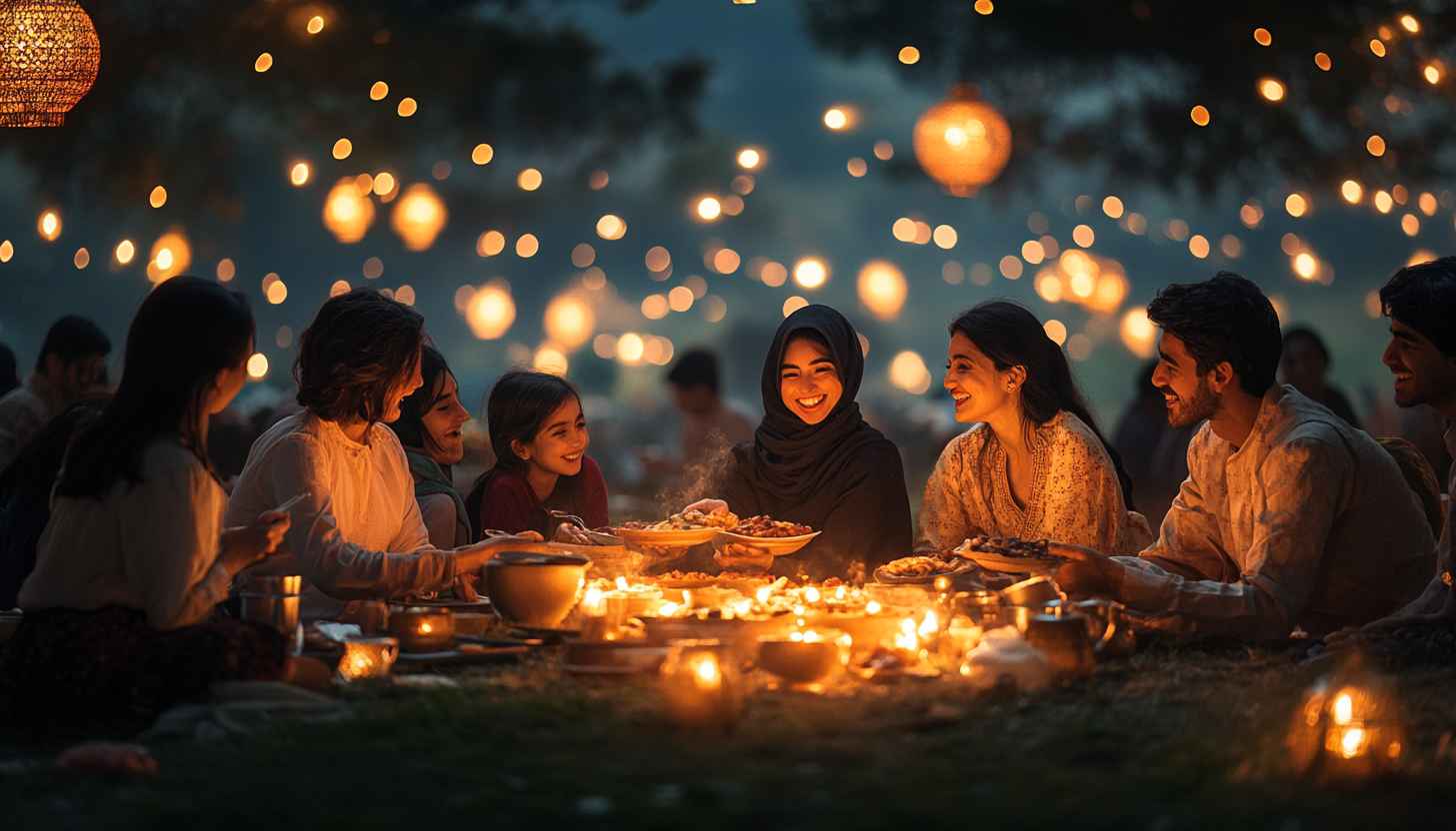 Ramadan Wallpaper: Festive Gathering, Warm Lights, and Family Spirit