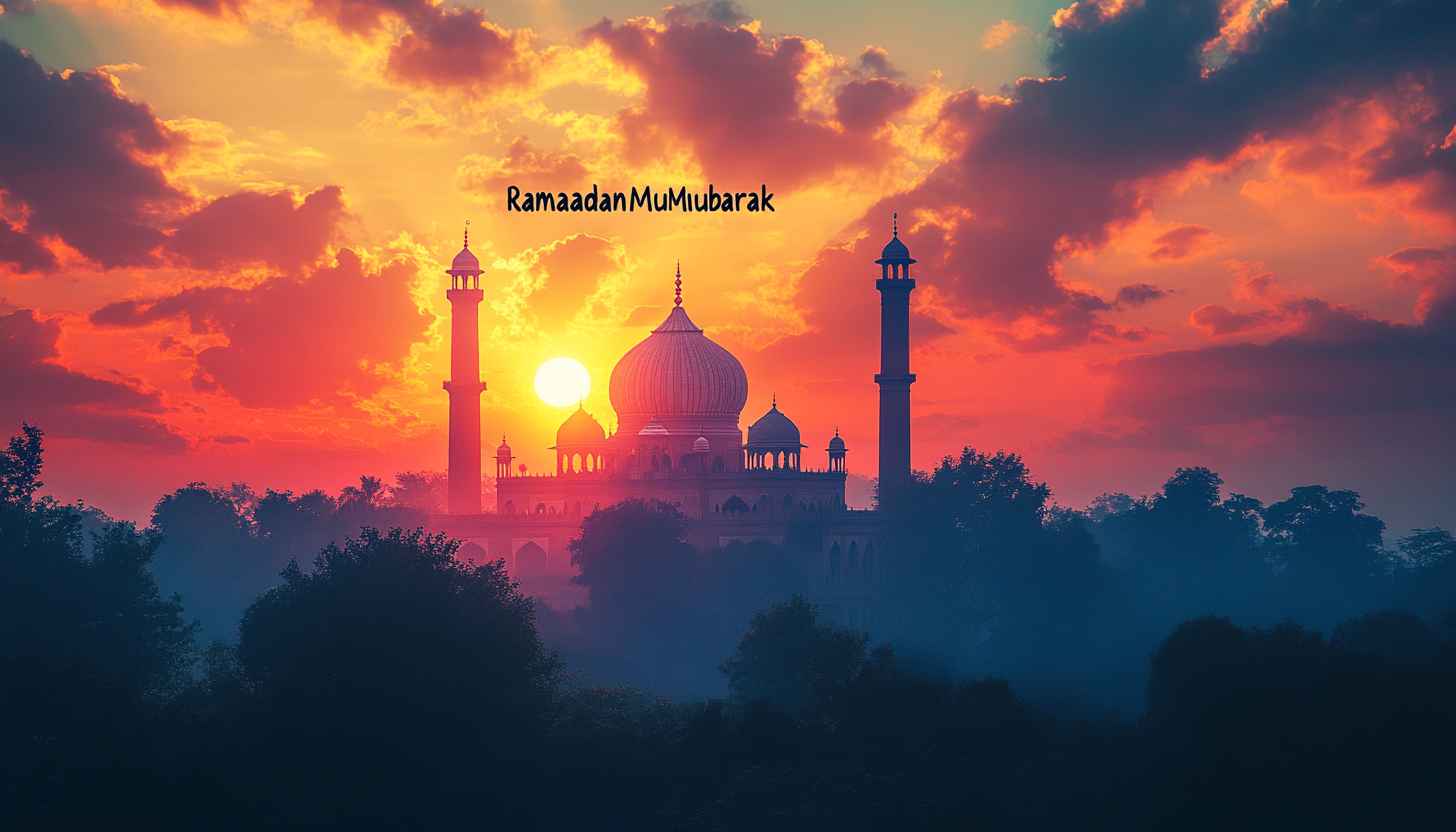 Ramadan Mubarak Wallpaper, Mosque Sunset, Islamic Theme Wallpaper
