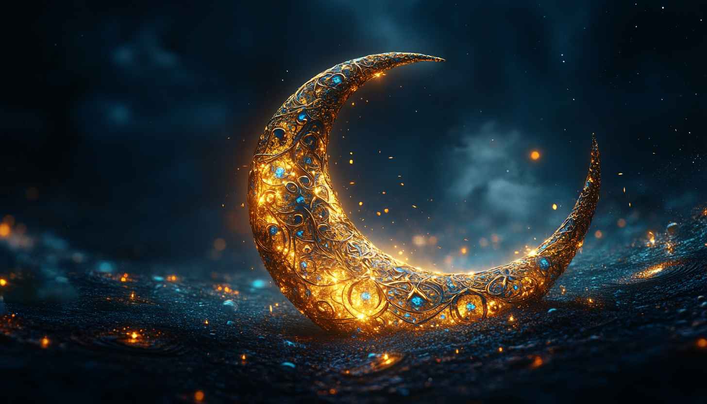 Ramadan Wallpaper: Golden Crescent Moon for Desktop and Mobile