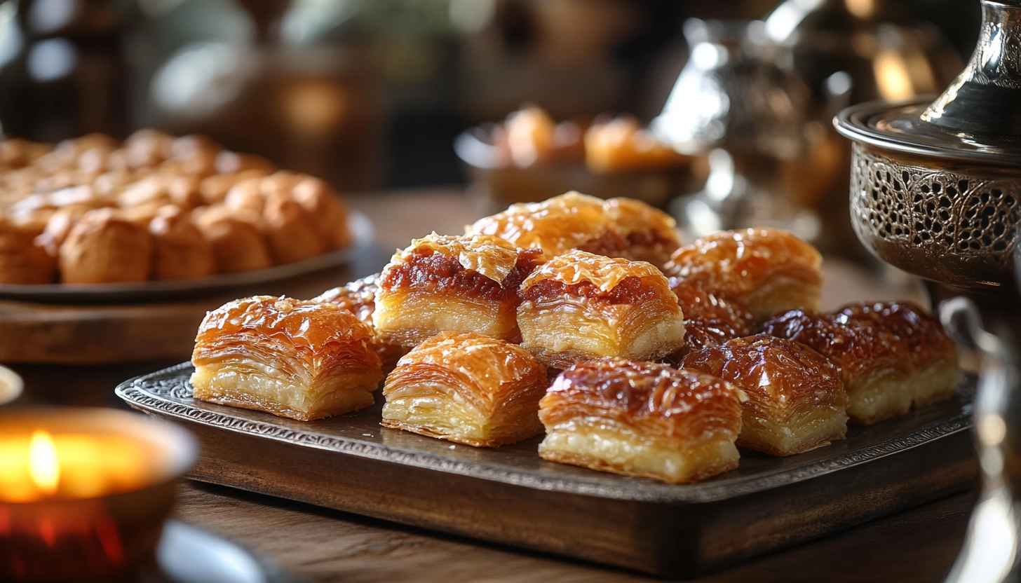 Delicious Baklava Wallpaper, Dessert Wallpaper, Food Wallpaper, Sweet Wallpaper