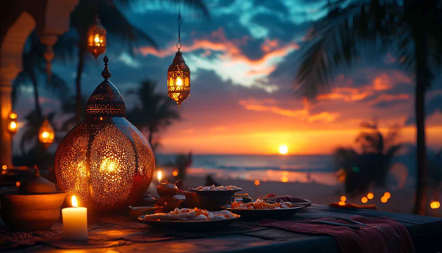 Ramadan Wallpaper: Lanterns, Sunset Beach, Islamic Theme Backgrounds