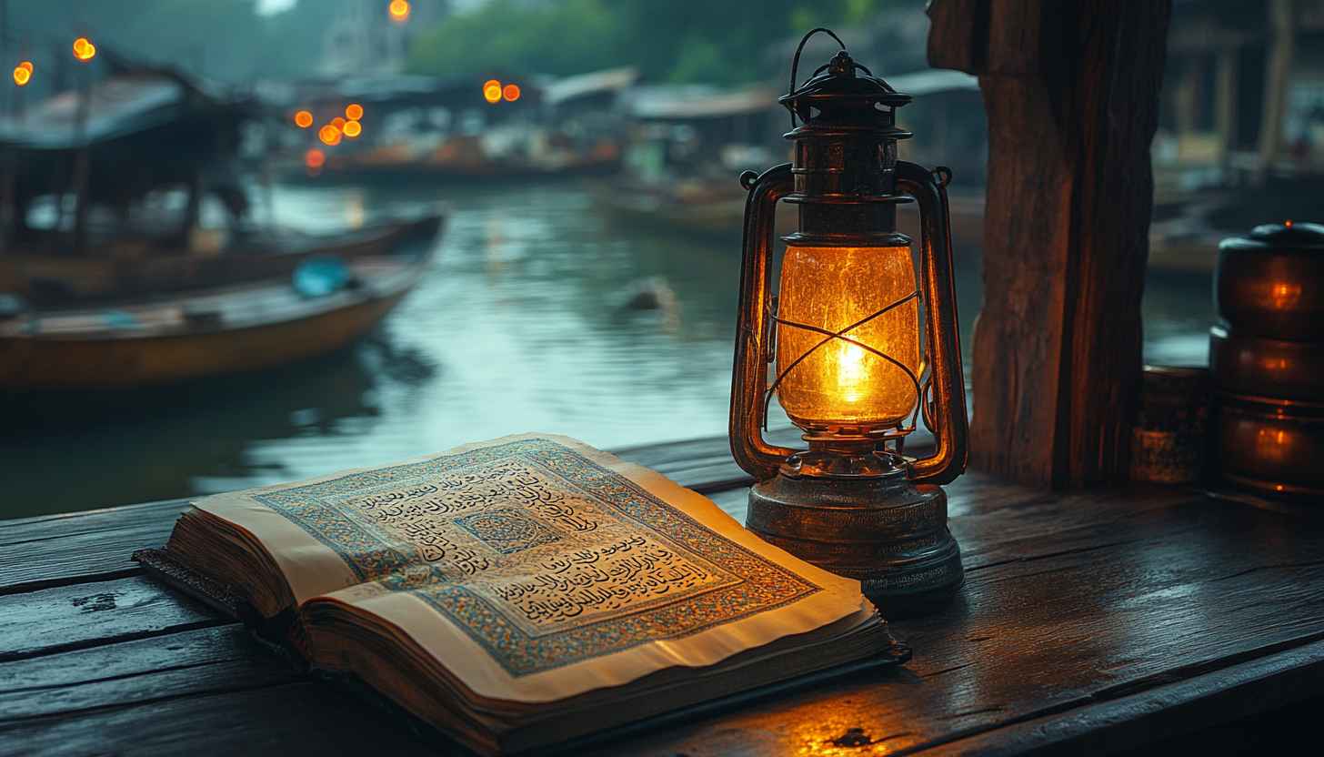 Ramadan Kareem Wallpaper, Islamic Book and Lantern, Eid Mubarak