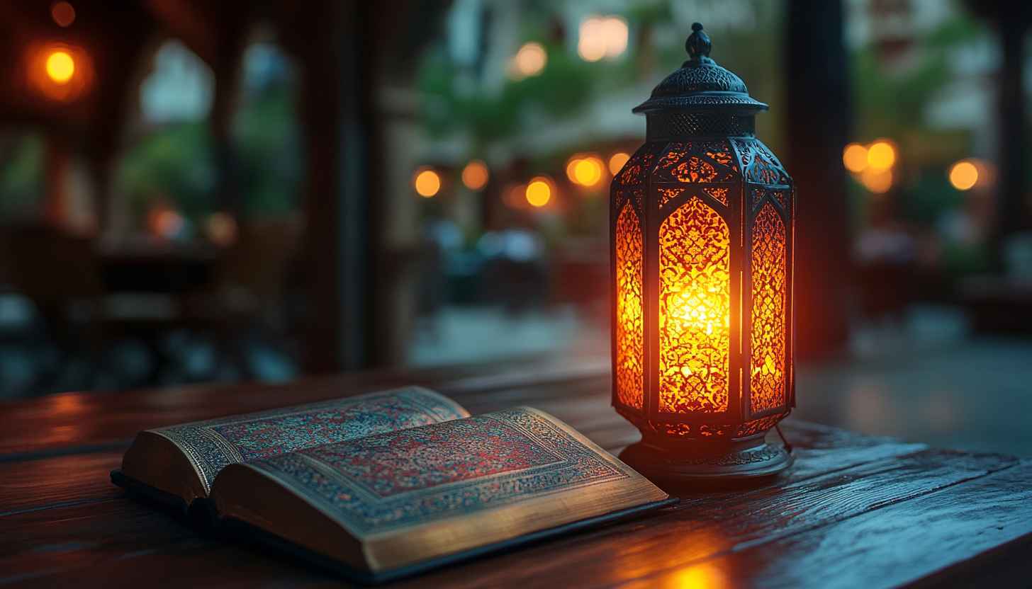 Ramadan Kareem Wallpaper: Islamic Lantern & Book Background