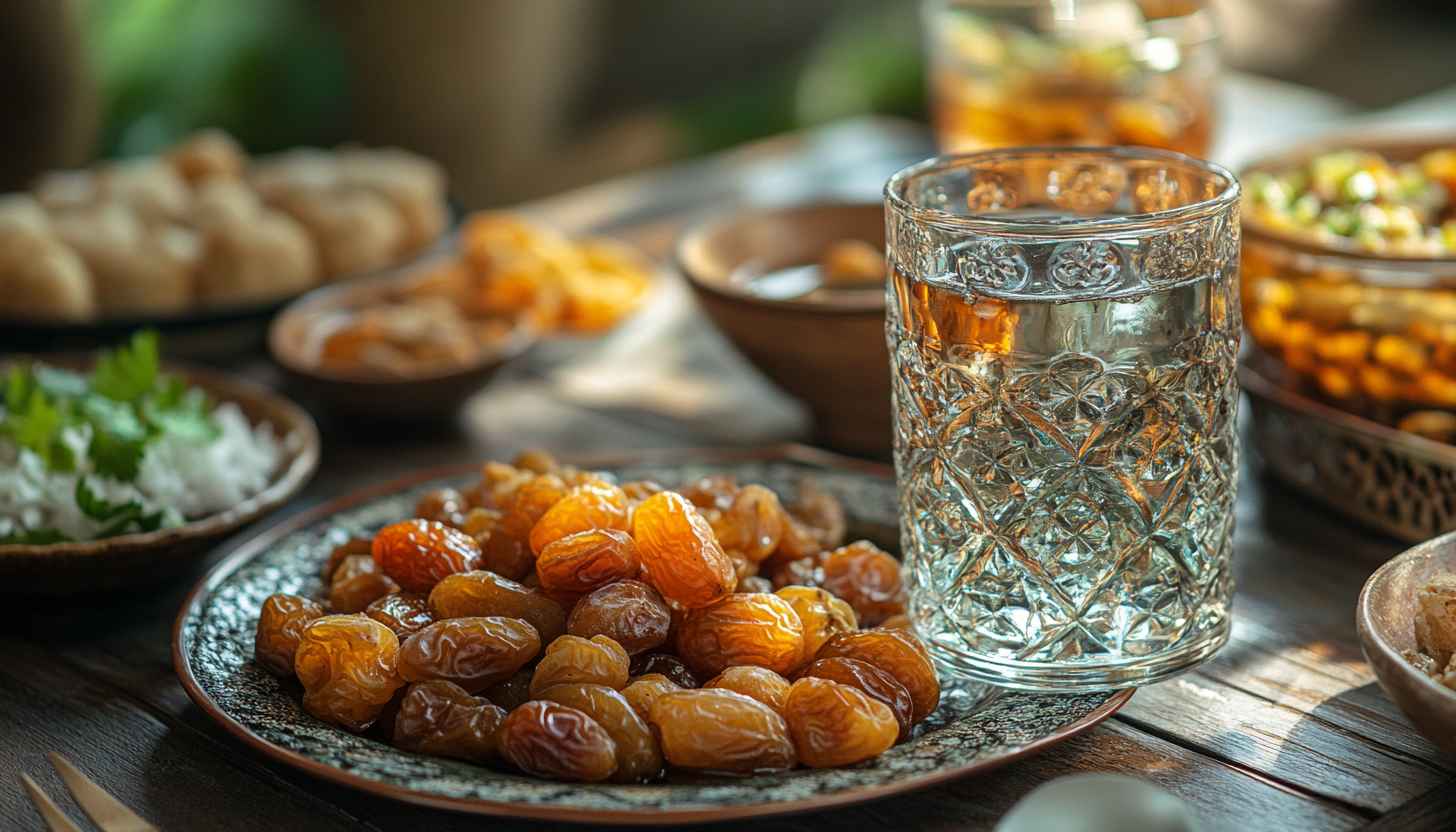 Ramadan Food Wallpaper: Dates, Water, and Traditional Dishes
