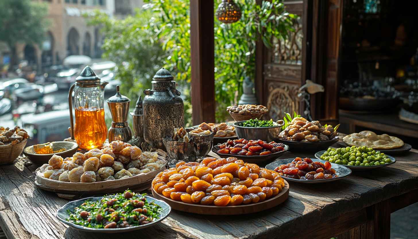 Ramadan Feast Wallpaper: Dates, Sweets, and Traditional Dishes
