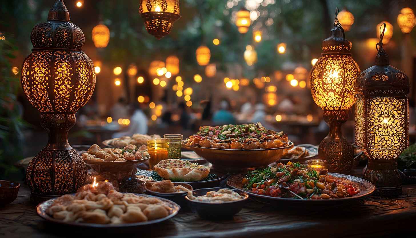 Ramadan Kareem Wallpaper: Festive Iftar Feast Celebration Ambiance