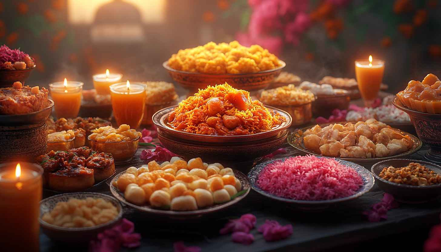 Eid Mubarak Food Wallpaper, Festive Feast, Celebration Dish