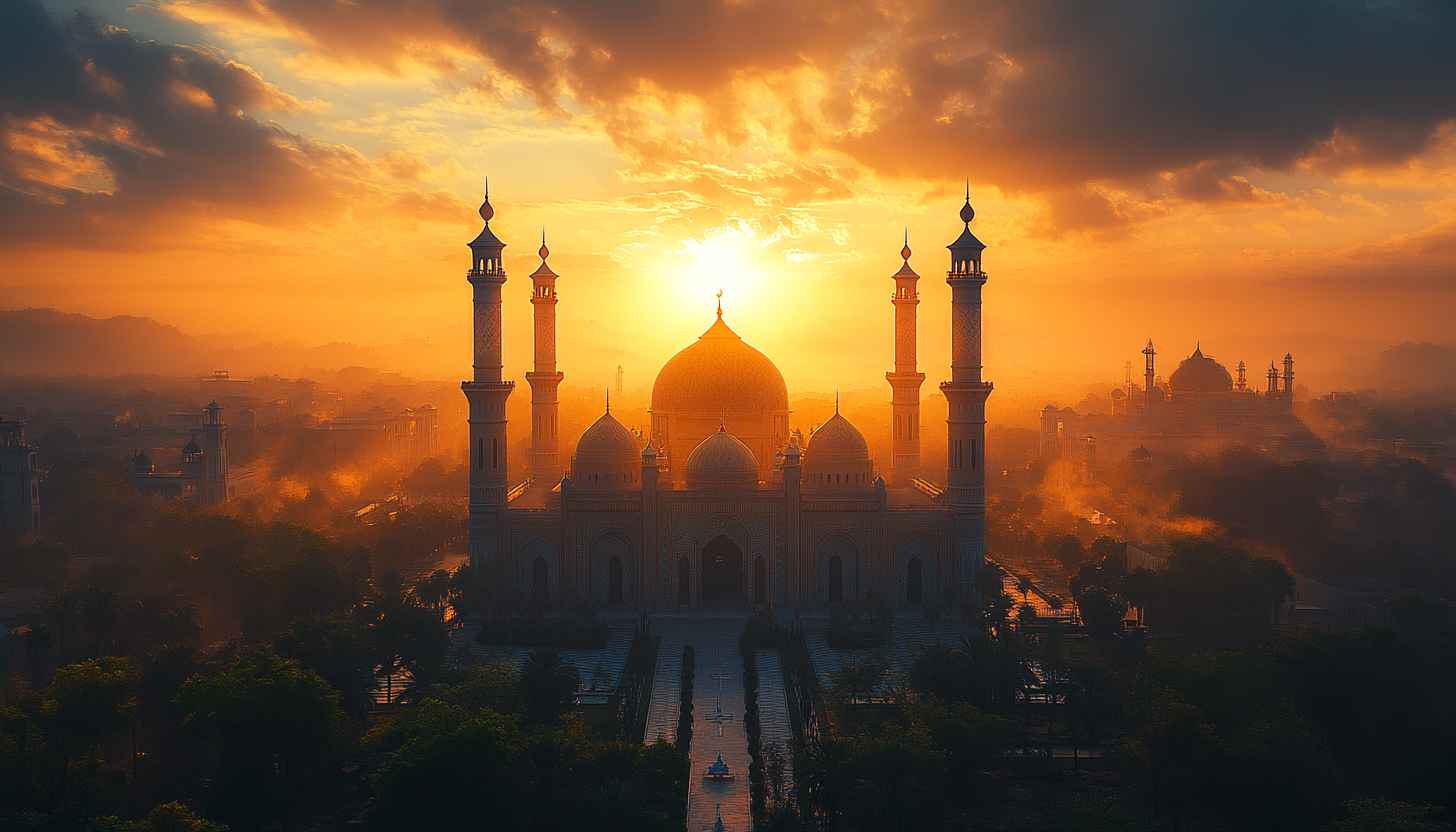 Mosque Wallpaper: Sunset, Islamic Architecture, HD, 4K, PC