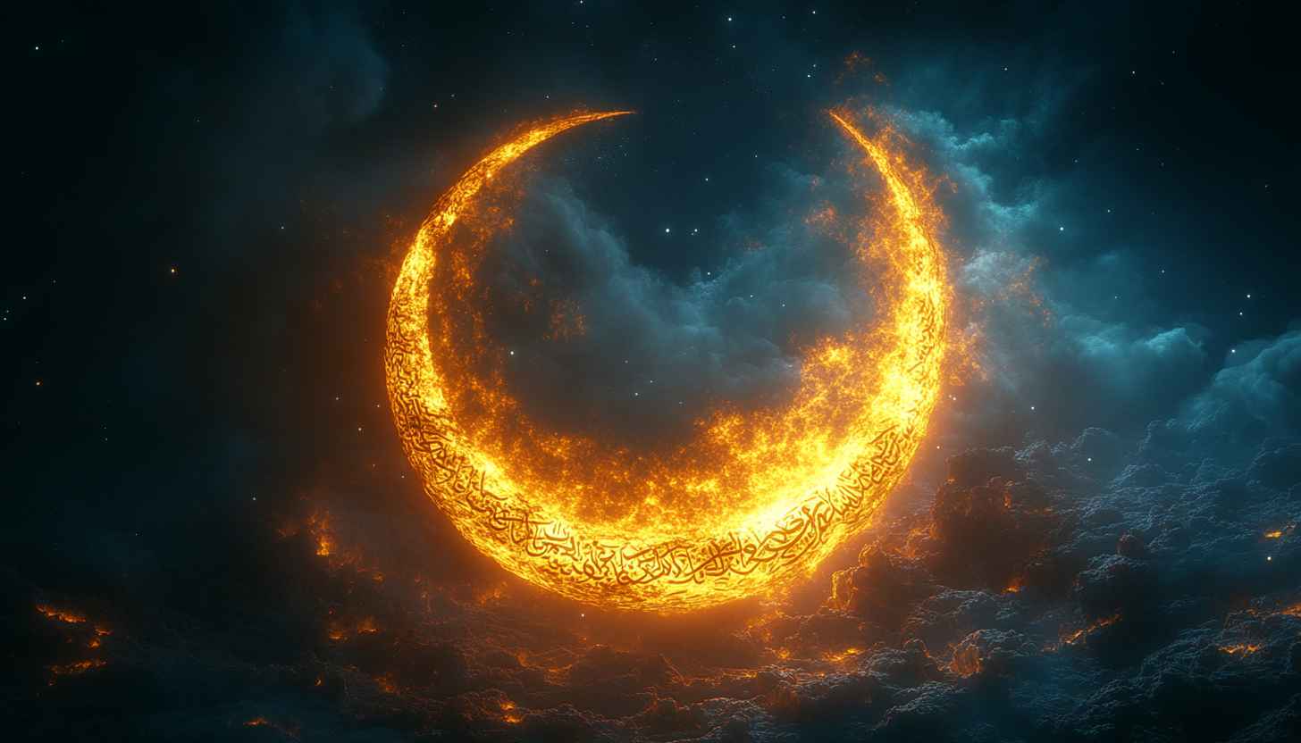 Ramadan Kareem Moon Wallpaper, Islamic Theme, Festive Crescent Art