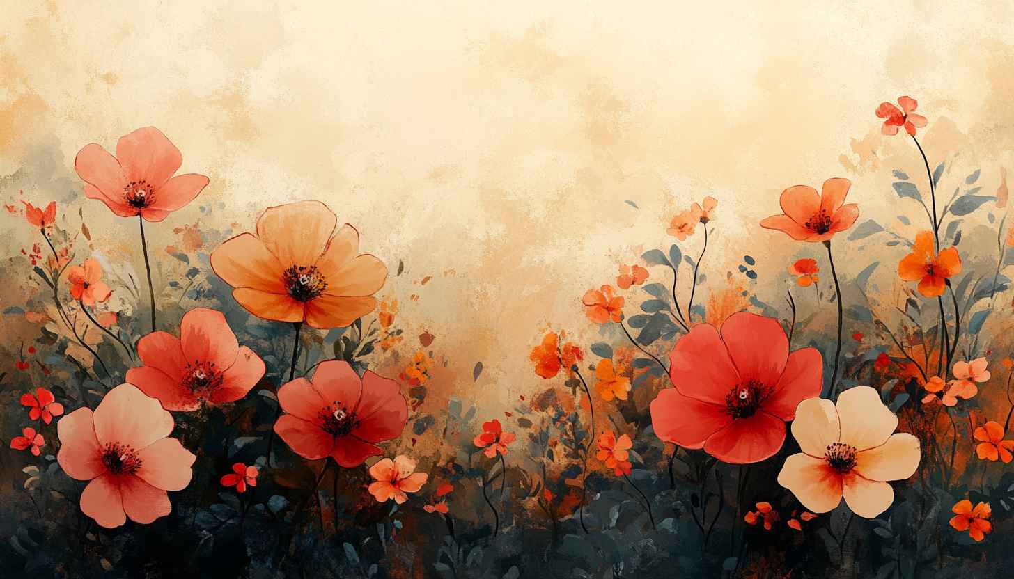 Watercolor Flower Garden Wallpaper, Floral Art Background for Desktop