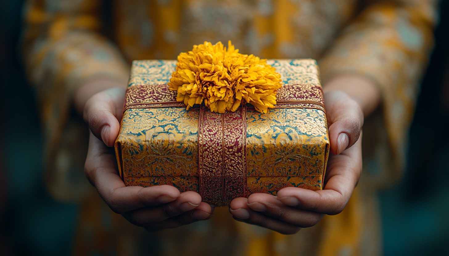 Diwali Gift Box Wallpaper, Festive Celebration, Marigold Flower