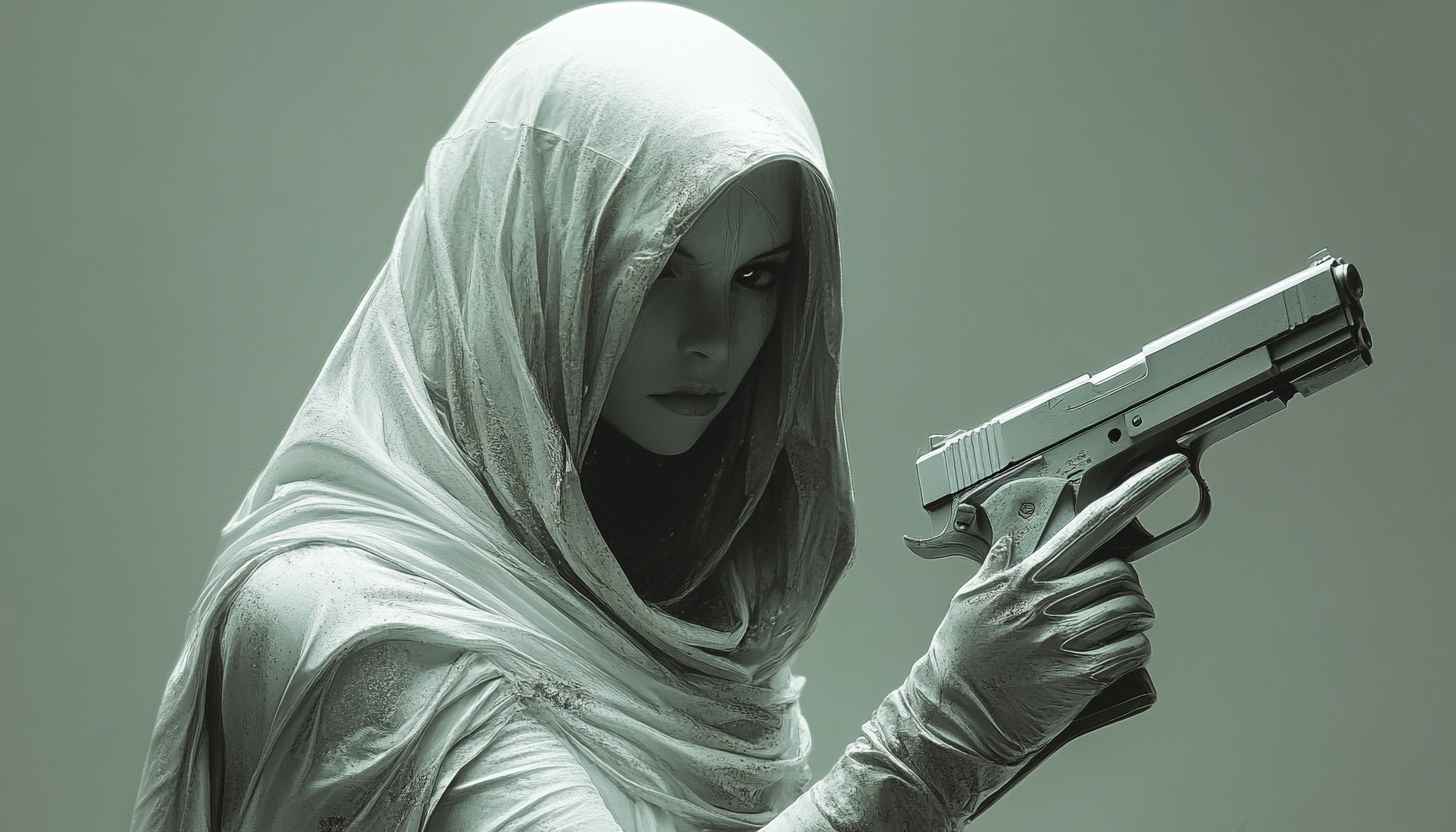 Mysterious Woman with Gun Wallpaper, Action Heroine Style
