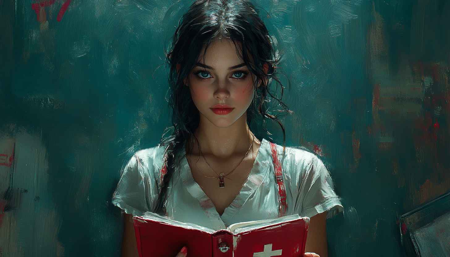 Nurse Girl Art Wallpaper, Medical, Book, AI Generated