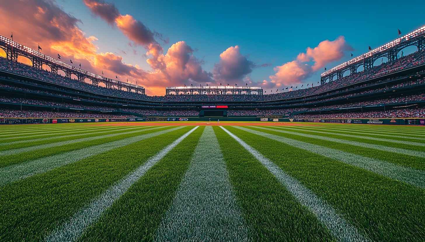 Baseball Stadium Wallpaper: HD Sports Field Sunset Scene