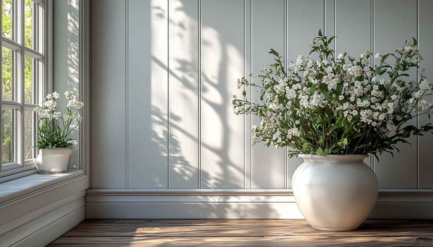 Floral Wallpaper: White Flowers, Rustic Interior, Aesthetic Home Decor