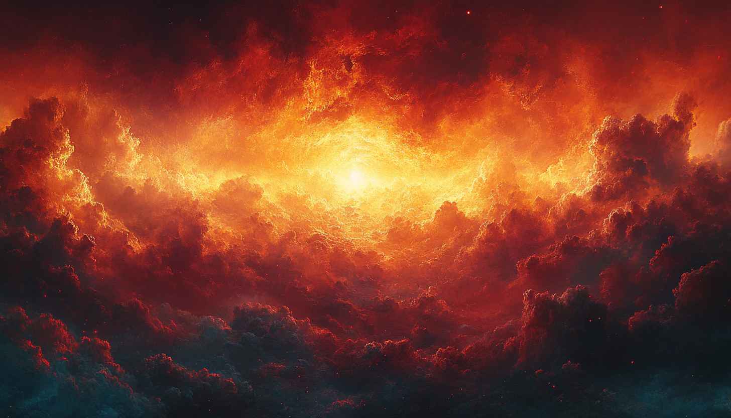 Fiery Sky Wallpaper, Clouds, Abstract 4K Wallpaper