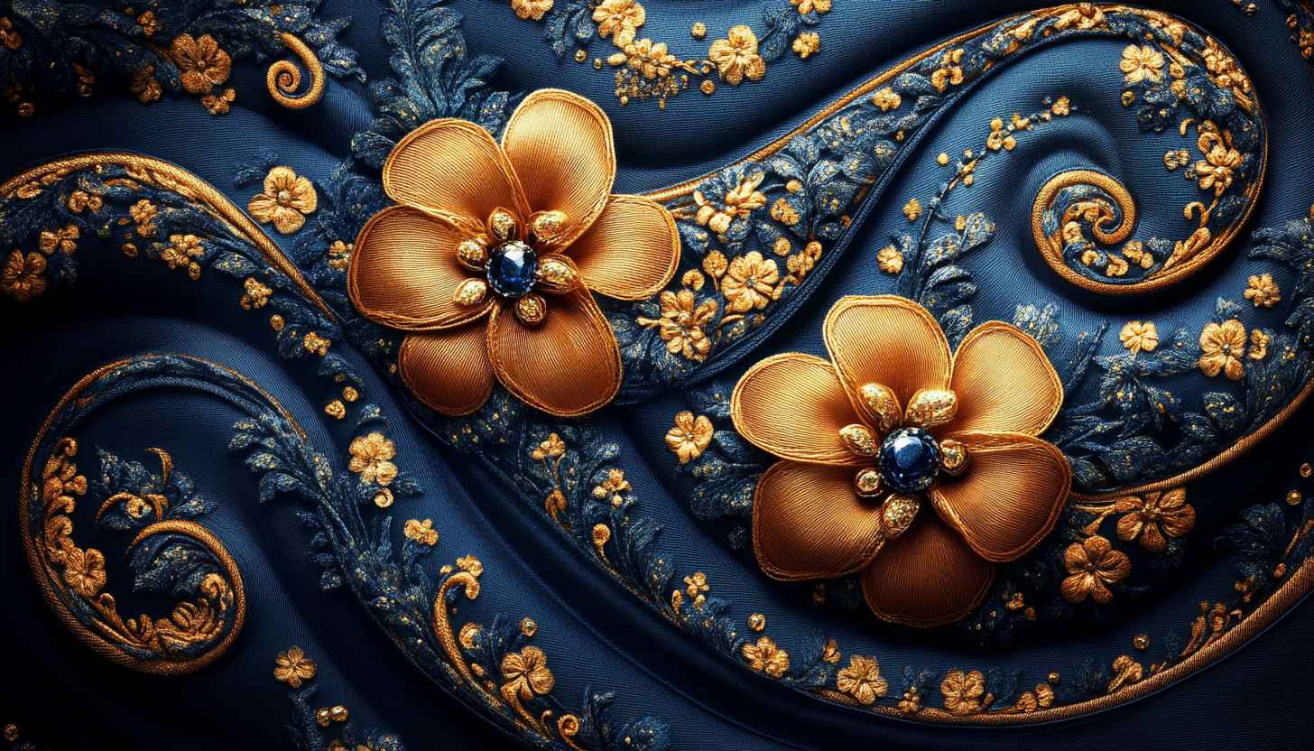 Elegant Flower Embroidery Art Wallpaper for Desktop and Mobile