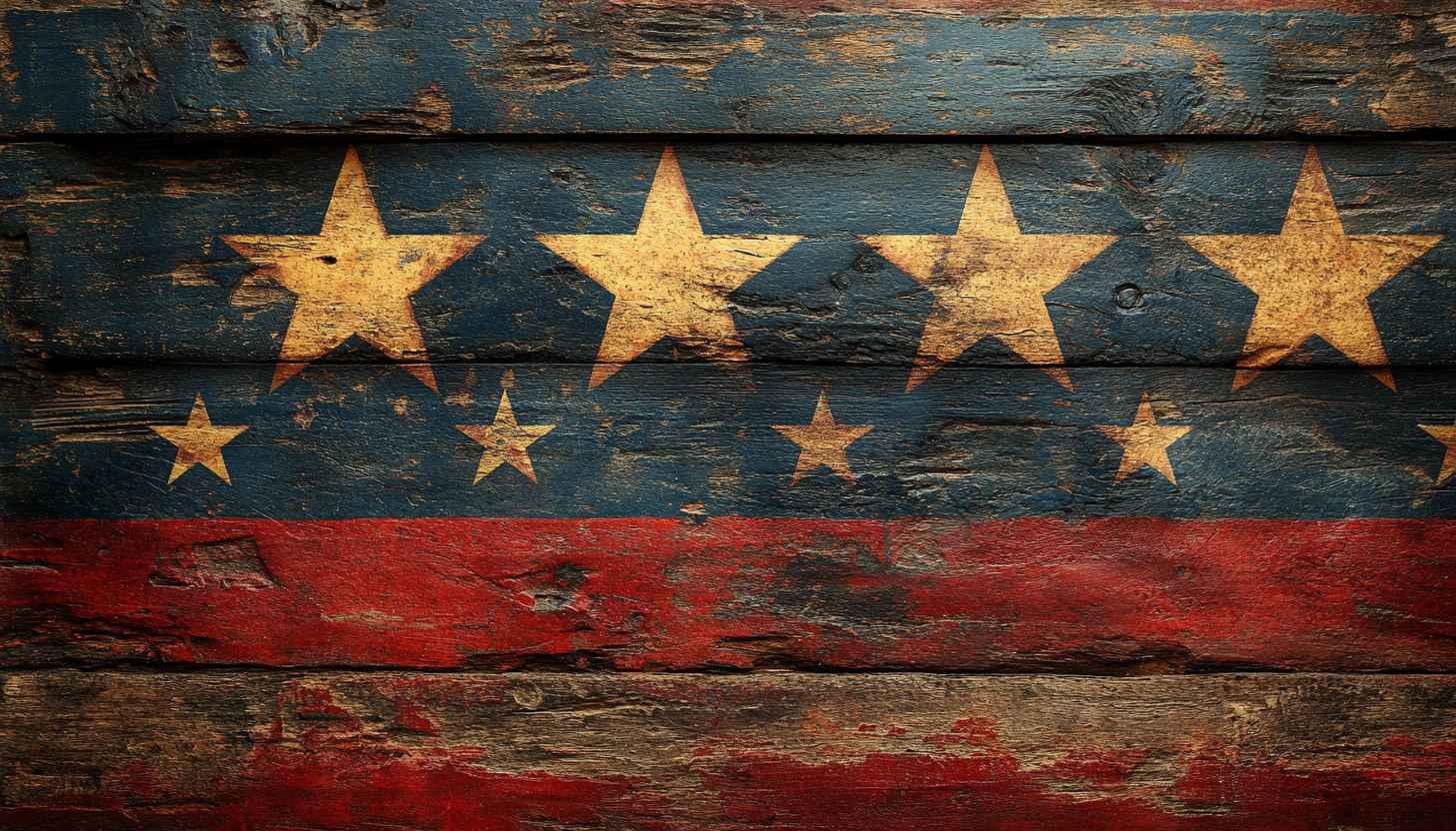 Patriotic Stars Wallpaper: USA Flag Rustic Wood Background