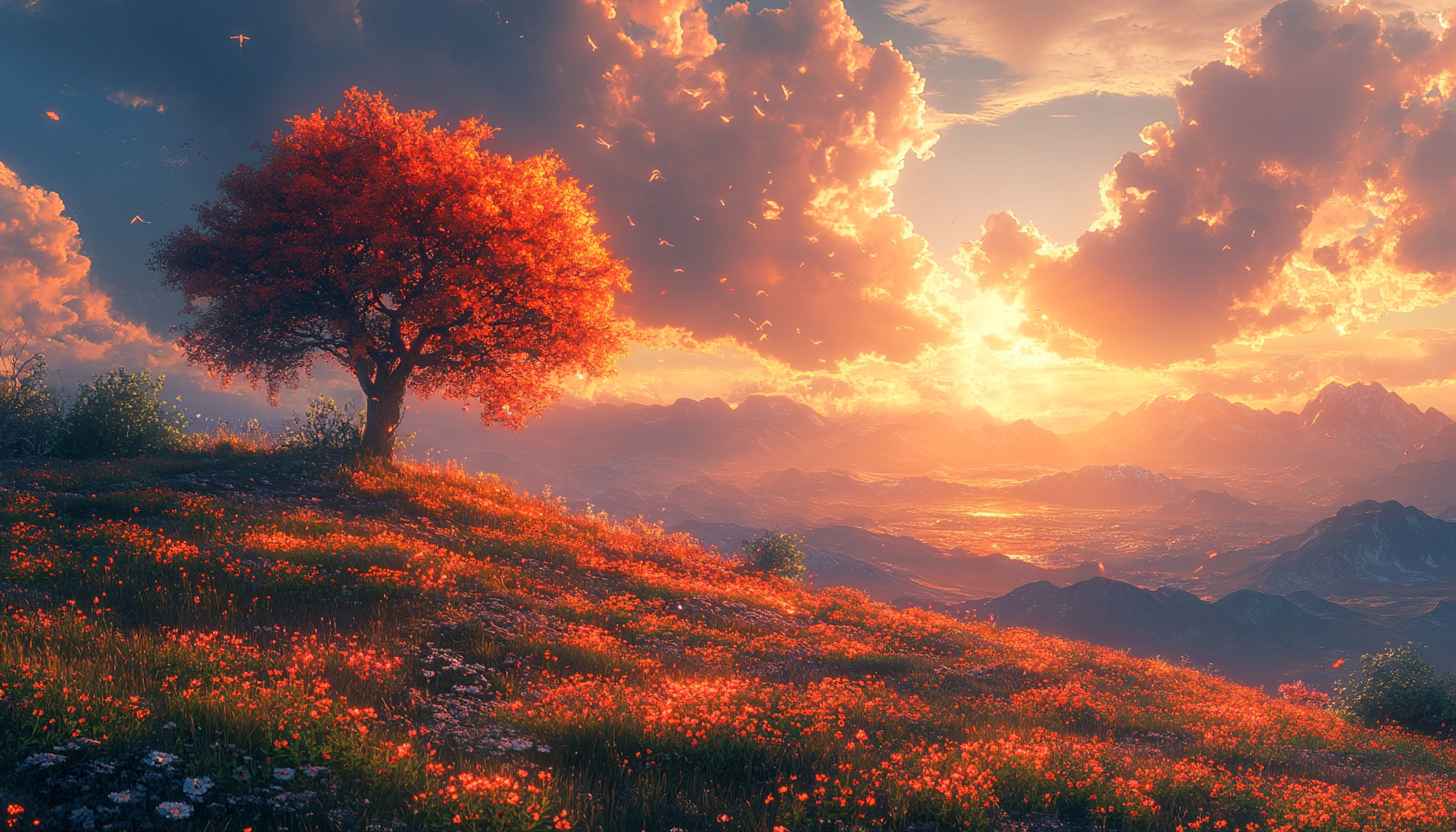 Autumn Landscape Wallpaper, Nature Sunset Scenery Wallpaper, Mountain View