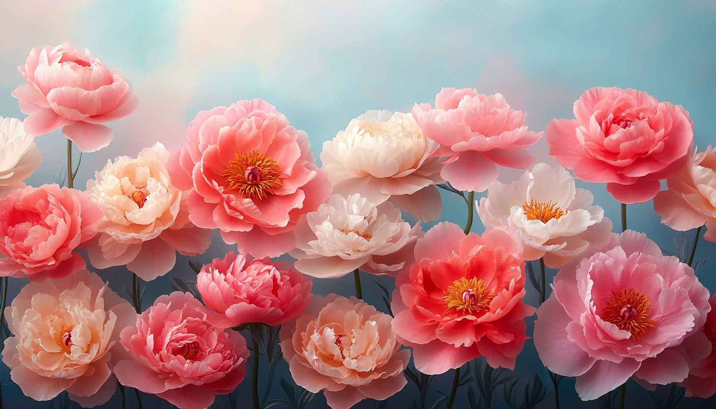 Exquisite Pink Peonies Flower Wallpaper for Desktop and Mobile