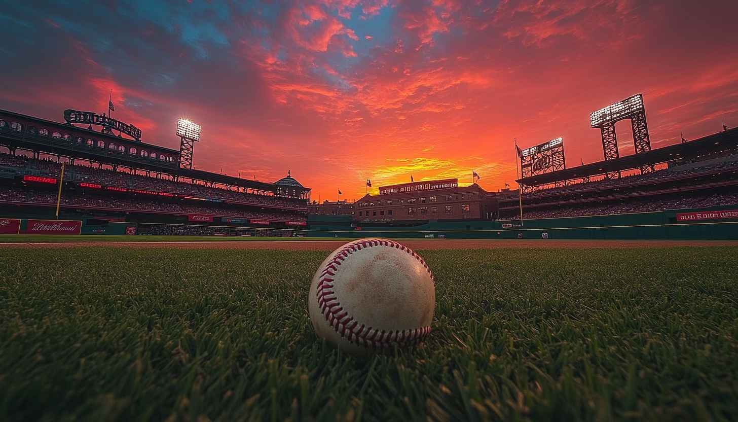 Baseball Stadium Wallpaper, Sports Field, Sunset Scenery, 4K