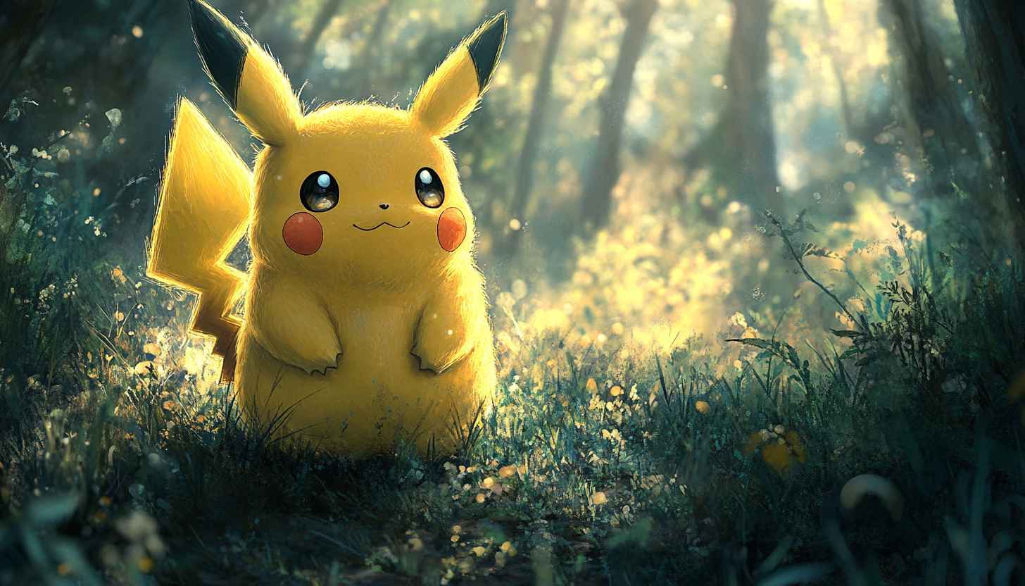 Pikachu Wallpaper, Pokemon Cute Character, Forest Background, Anime Artwork