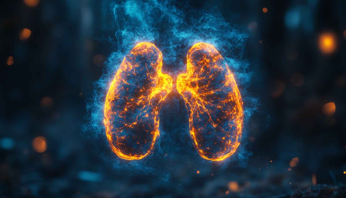 Fiery Lungs Wallpaper: Abstract Glowing Anatomy 4K for Desktop