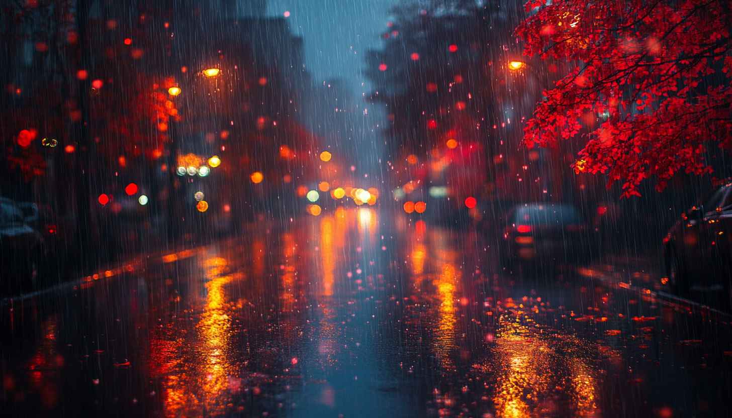 Rainy Night Wallpaper, Cityscape, Autumn, Street, 4k Wallpaper