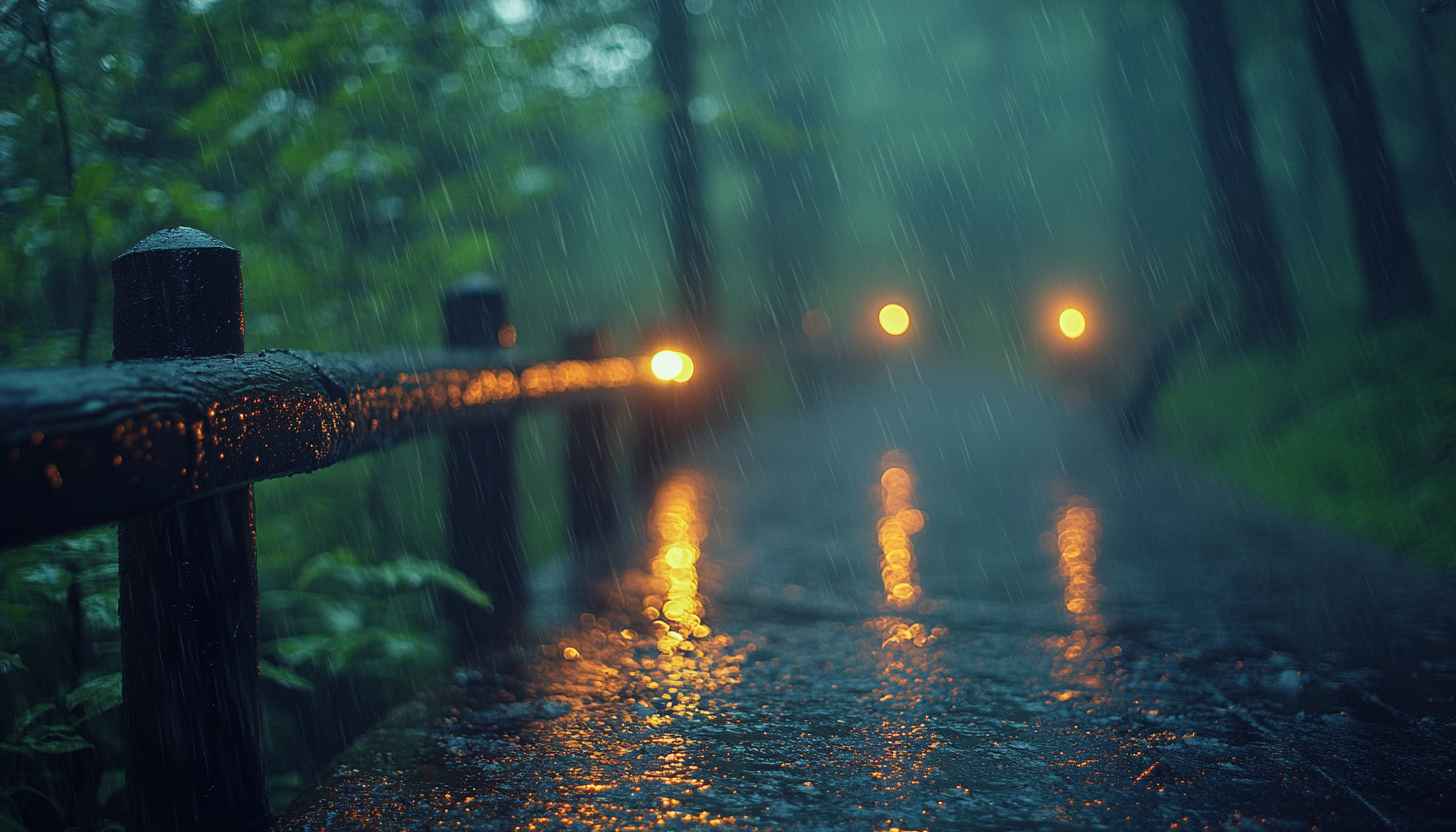 Rain Wallpaper: Forest Road Rainy Day Nature Scenery Wallpaper