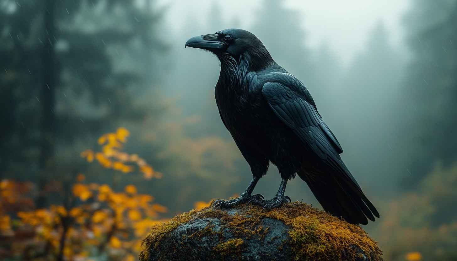 Raven Wallpaper: Dark Bird, Forest Scenery, and Mystical Theme
