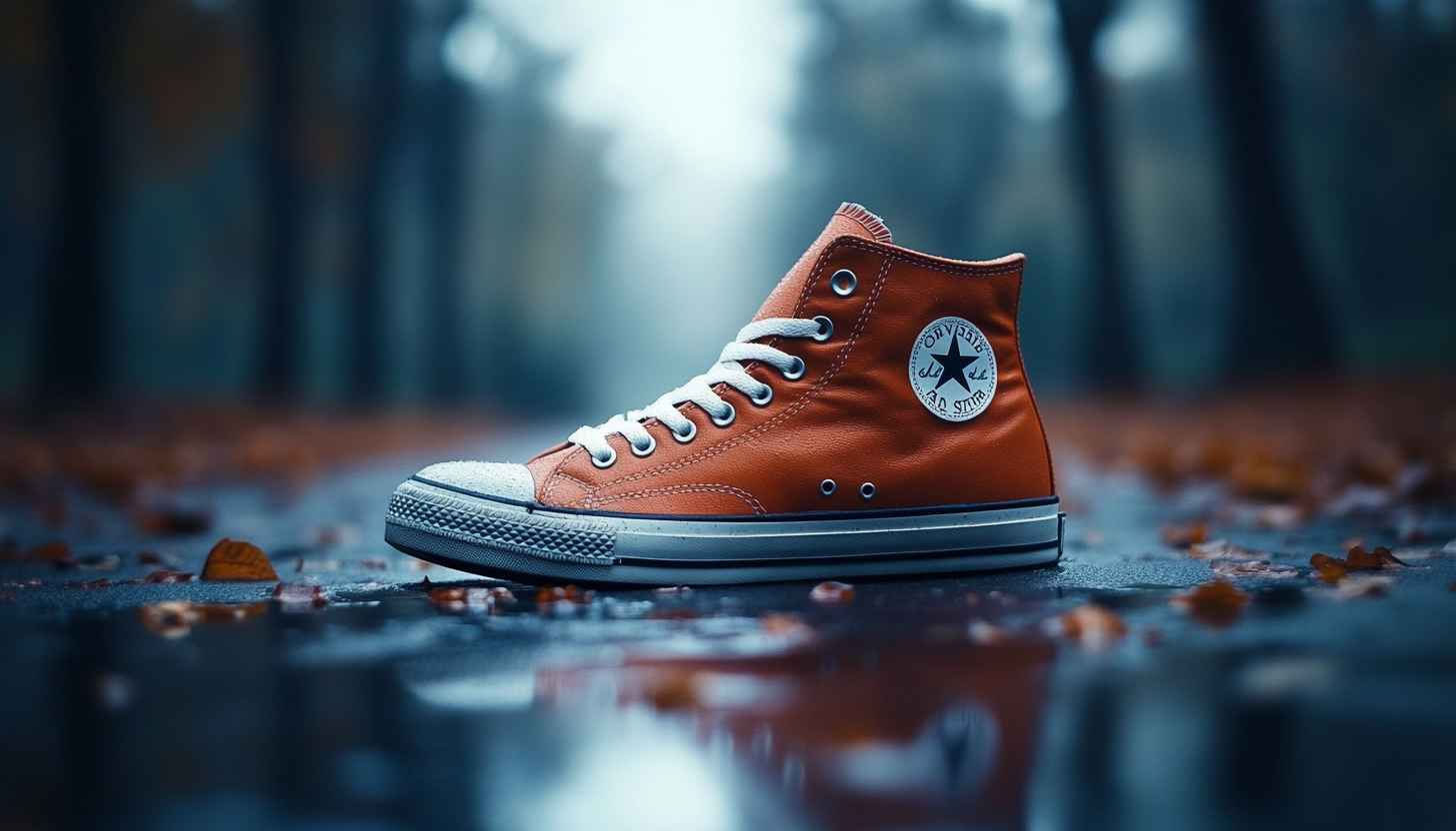 Converse Shoe Wallpaper, High Top Sneaker Aesthetic, Orange Footwear