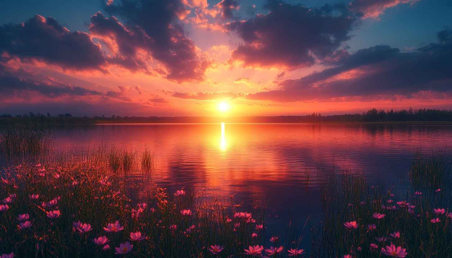 Lake Sunset Wallpaper: Scenic Nature, Desktop Backgrounds, 4k