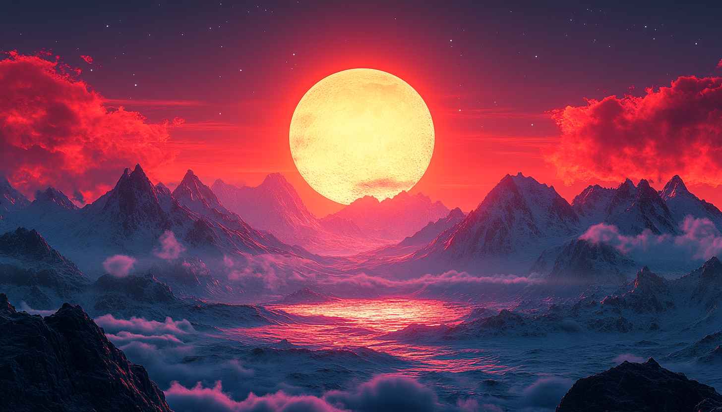 Moon Over Mountains Wallpaper, Scenery Wallpaper, Landscape Wallpaper