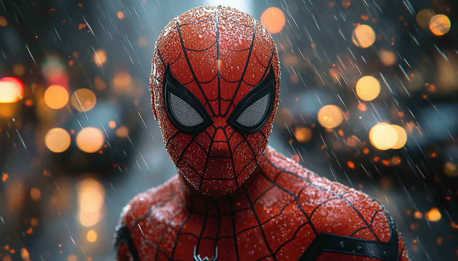 Spiderman Wallpaper: Rainy City Marvel Superhero 4K Wallpaper