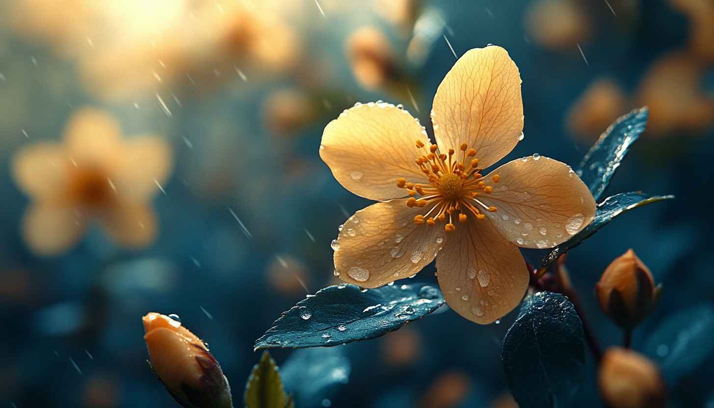 Rainy Flower Wallpaper, Nature Background, Floral Desktop Wallpaper