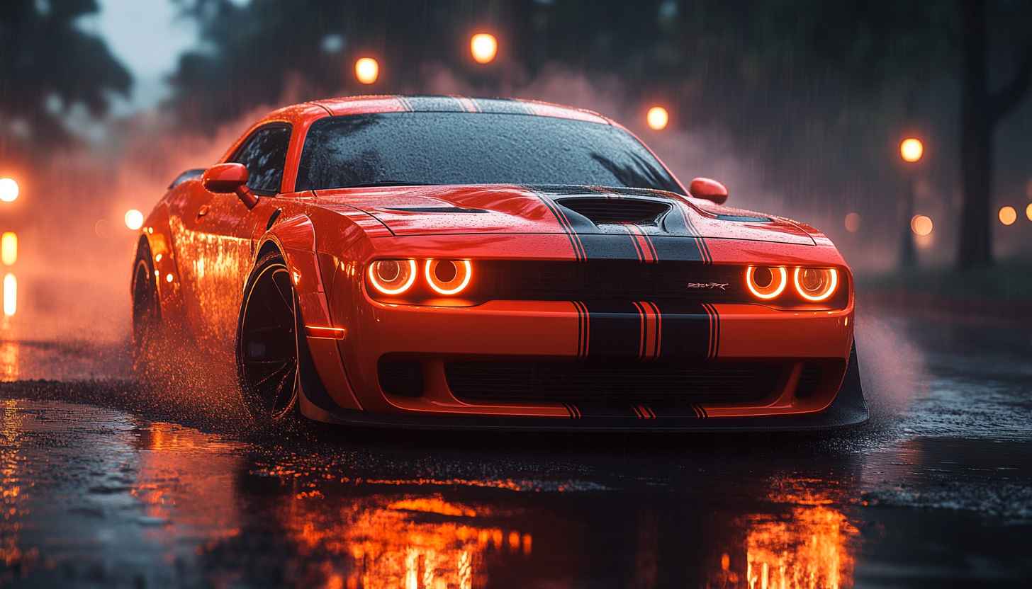 Red Dodge Challenger SRT Car Wallpaper for Desktop, Laptop