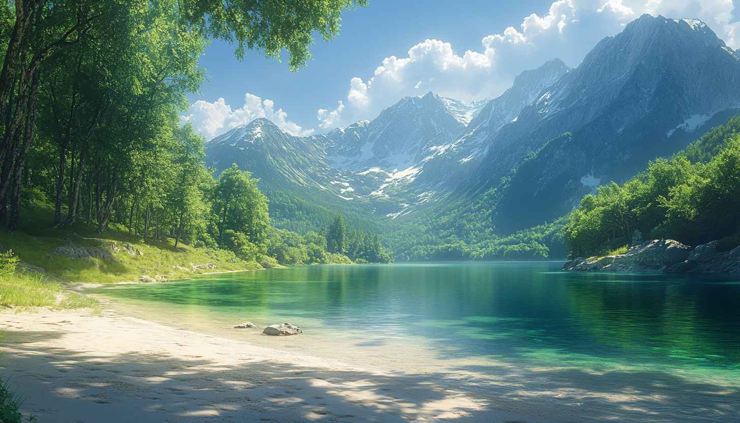 Serene Lake Mountain Scenery Wallpaper for Desktop, Laptop, Phone