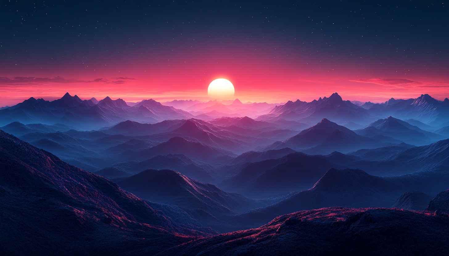 Mountain Sunset Wallpaper: 4K Scenic Landscape for Desktop, Laptop