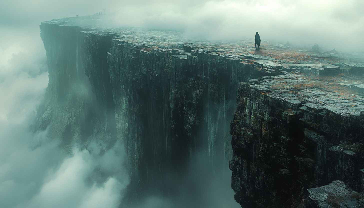 Epic Cliff Edge Landscape Wallpaper, Nature Scenery HD Background